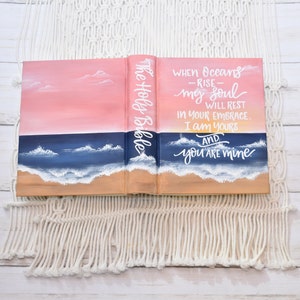 Hand Painted Bible Pink Beach Scene When Oceans Rise - Etsy