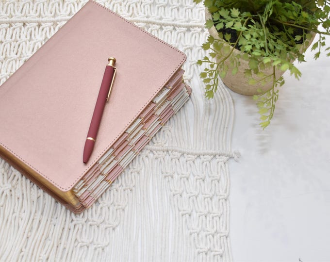 Featured listing image: Bible tabs, TABBED BIBLE, She Reads Truth CSB Rose Gold + Bag option