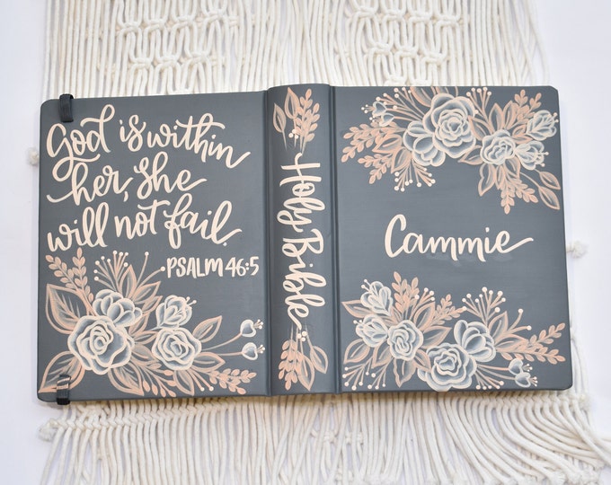 Featured listing image: Hand Painted Bible, Holy Bible, Blush Florals, Personalized Keepsake