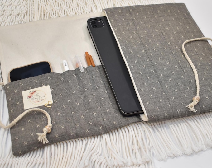 Featured listing image: Electronic Tablet case, Hand Quilted/Sewn, Kindle Scribe/Fire Max/11" iPad sleeve, laptop protector
