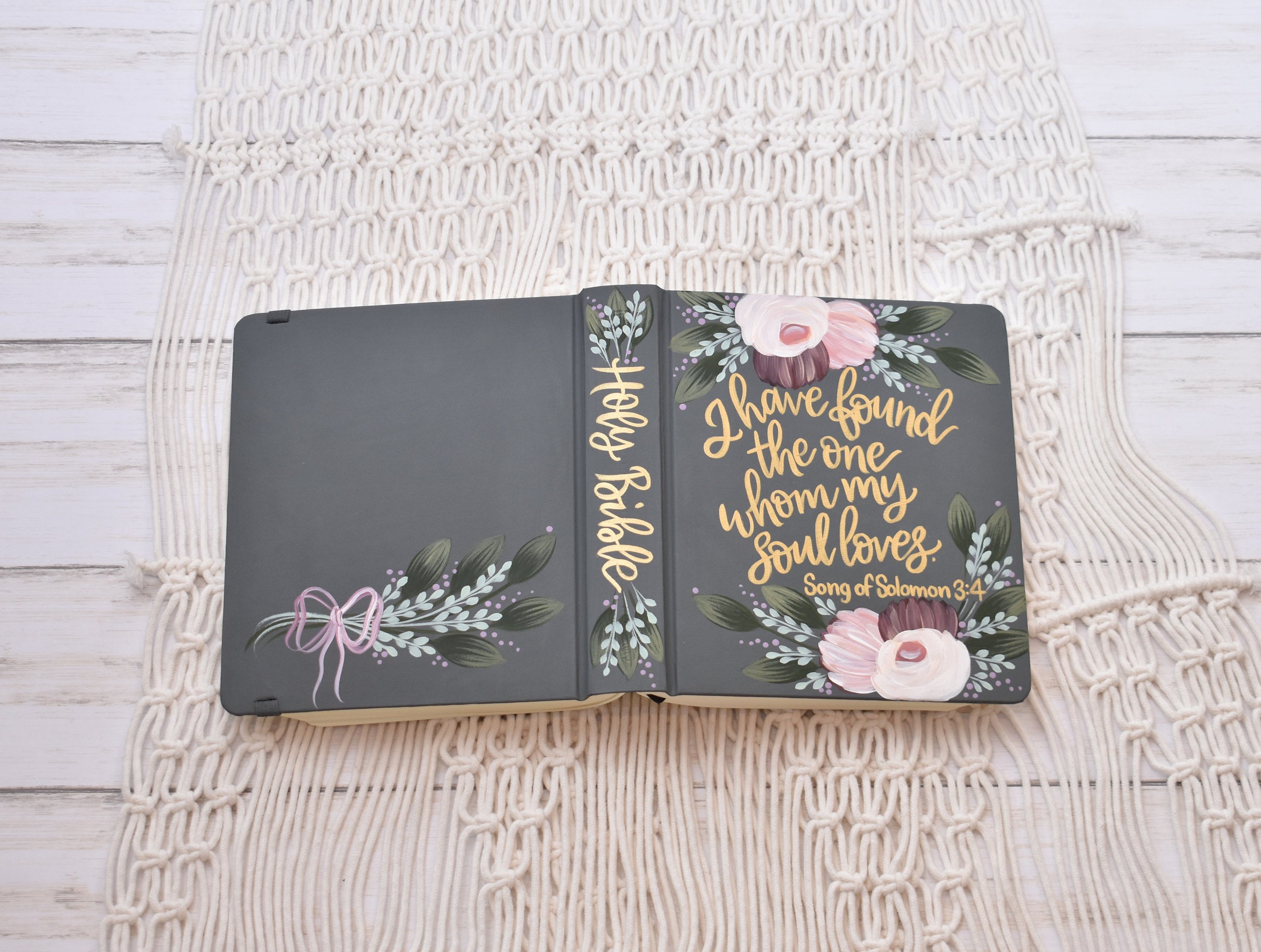 Hand Painted Bible, Wedding Guest Book Alternative, Personalized Keepsake