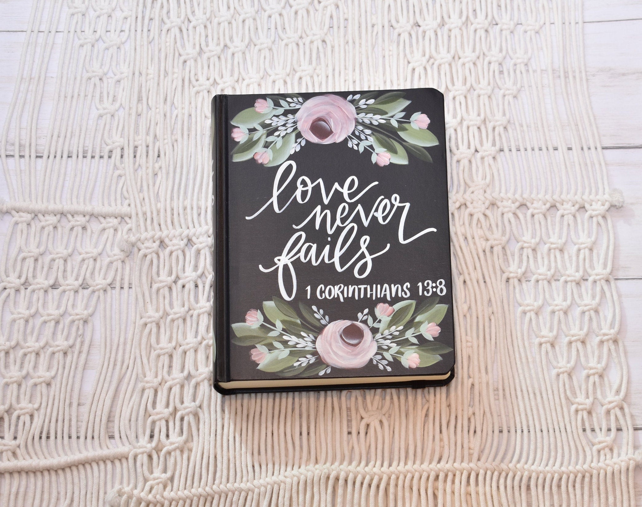 Hand Painted Bible, Wedding Guest Book Alternative, Holy Bible, Personalized Keepsake