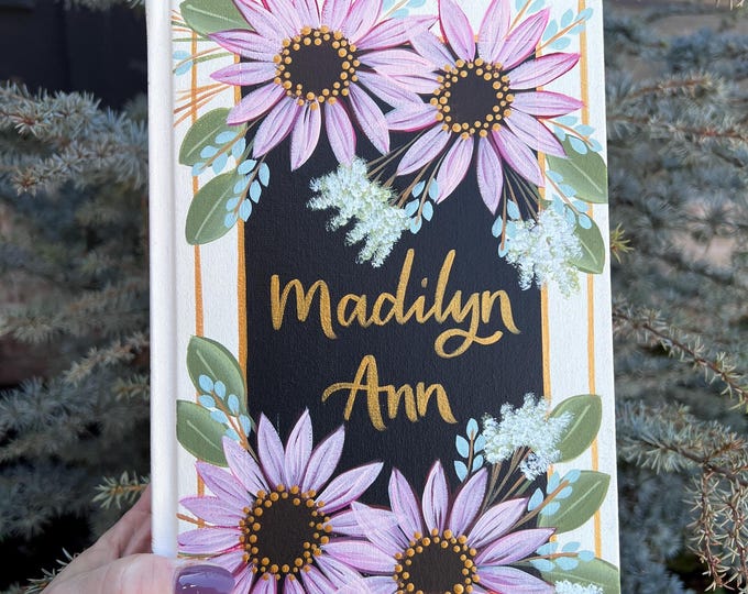 Featured listing image: Hand Painted Bible, NKJV Women's Study Bible, Sunflowers, Graduation, Baptism, Wedding, Customized Personal Bible