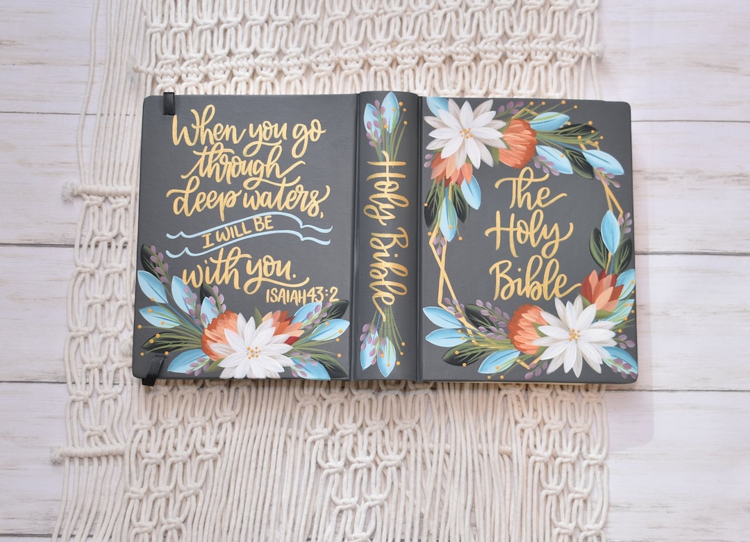 Hand Painted Bibles, Specialized Floral Design, Personalized Keepsake