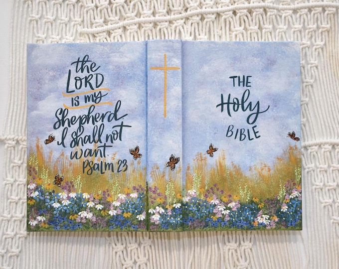 Featured listing image: Hand Painted Bible,  painted wildflowers, Book Case/bag, Personalized gifts