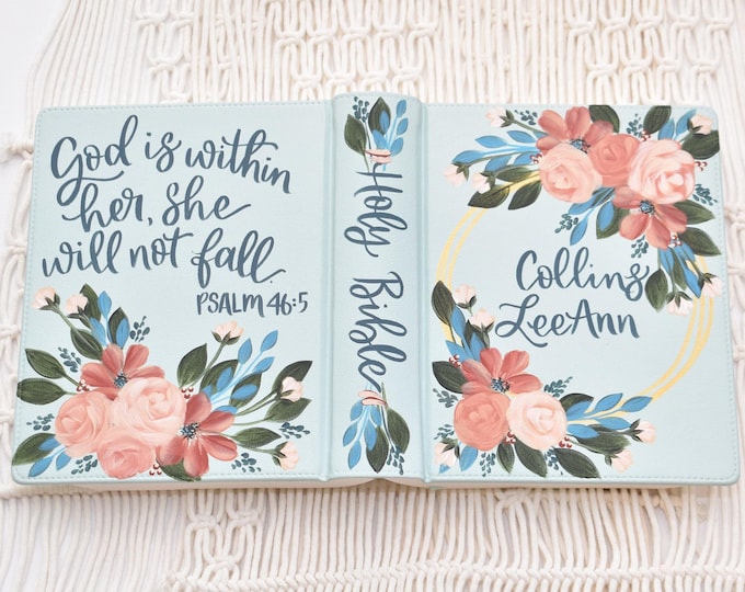 Featured listing image: Hand Painted Bible, Mixed Florals, Beautiful Word NIV Illustrated journaling, Personalized Keepsake