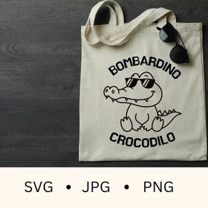 Bombardino Crocodilo SVG – Cool Crocodile with Sunglasses Digital File, viral meme tshirt design, funny shirt, trending meme design
