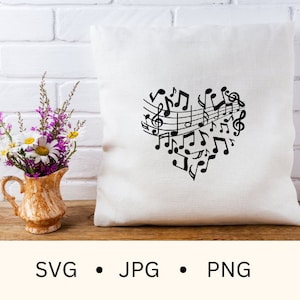 Music Notes Heart SVG, Heart Made of Music Notes, music student, making music, music lover gift, gift for music teacher svg, musician gift