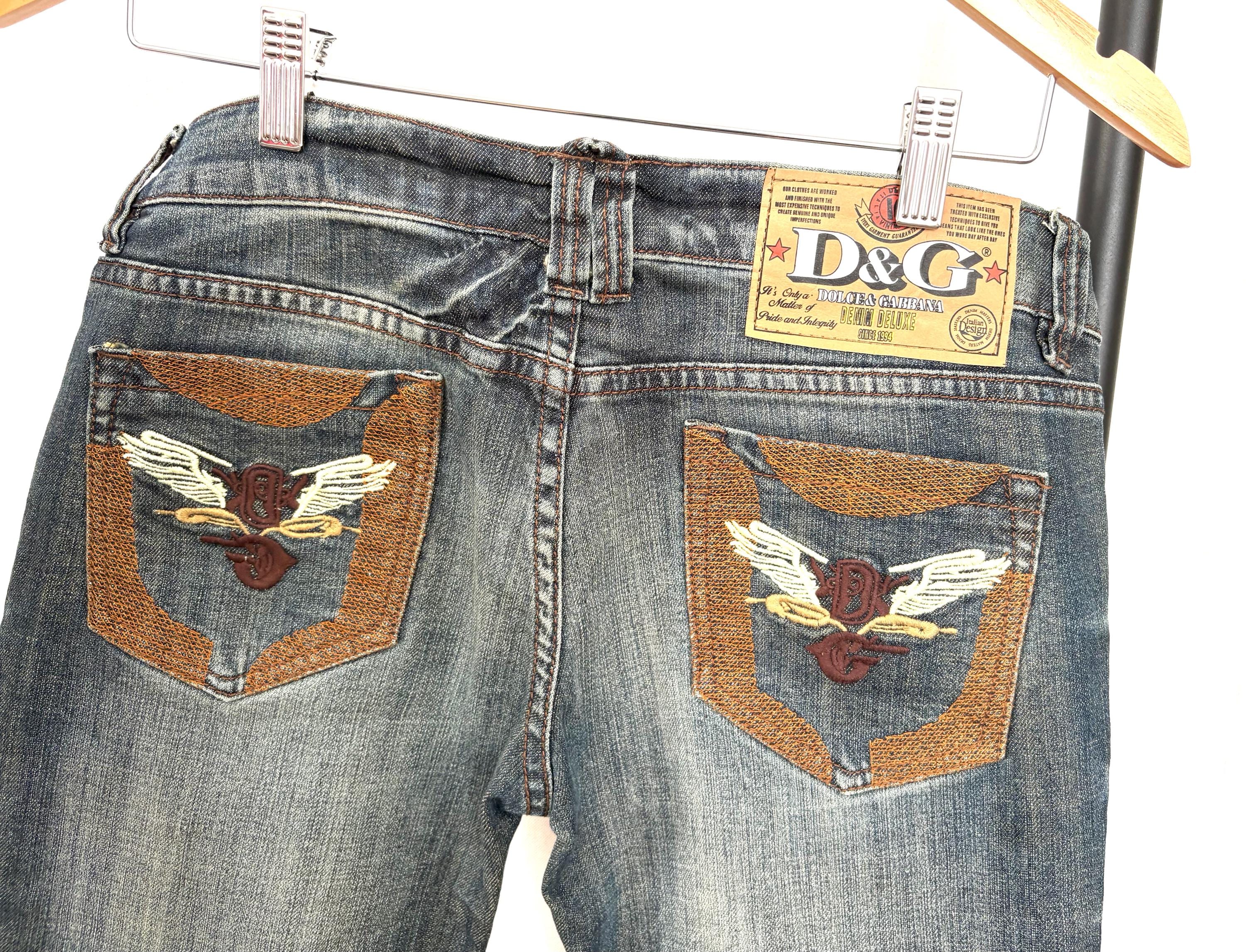 Vintage DG Dolce & Gabbana Jeans Y2K, Embroidered Pocket Designer