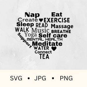 Apoyo para la salud mental svg, Ayuda para el cuidado personal, Rutina diaria positiva, Alivio de la ansiedad, Conciencia mental