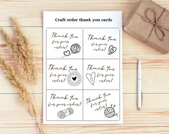 Craft order thank you card, printable bundle, 6 different designs,  black and white, craft shop, customer service, appreciation cards