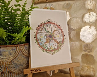 Wheel of the Year Seasons Art Print A5: Watercolour Folklore Wall Art