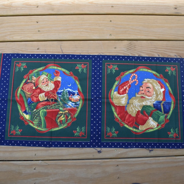 Christmas pillow panels 16 inches wide 2 pillow tops Santa