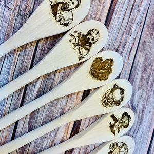 Horror Characters Wooden Spoons Custom/Jason/Michael Myers/Chucky/Scream/Freddy Kruger/Halloween/Nightmare On Elm/Friday the 13th/Adams Fami