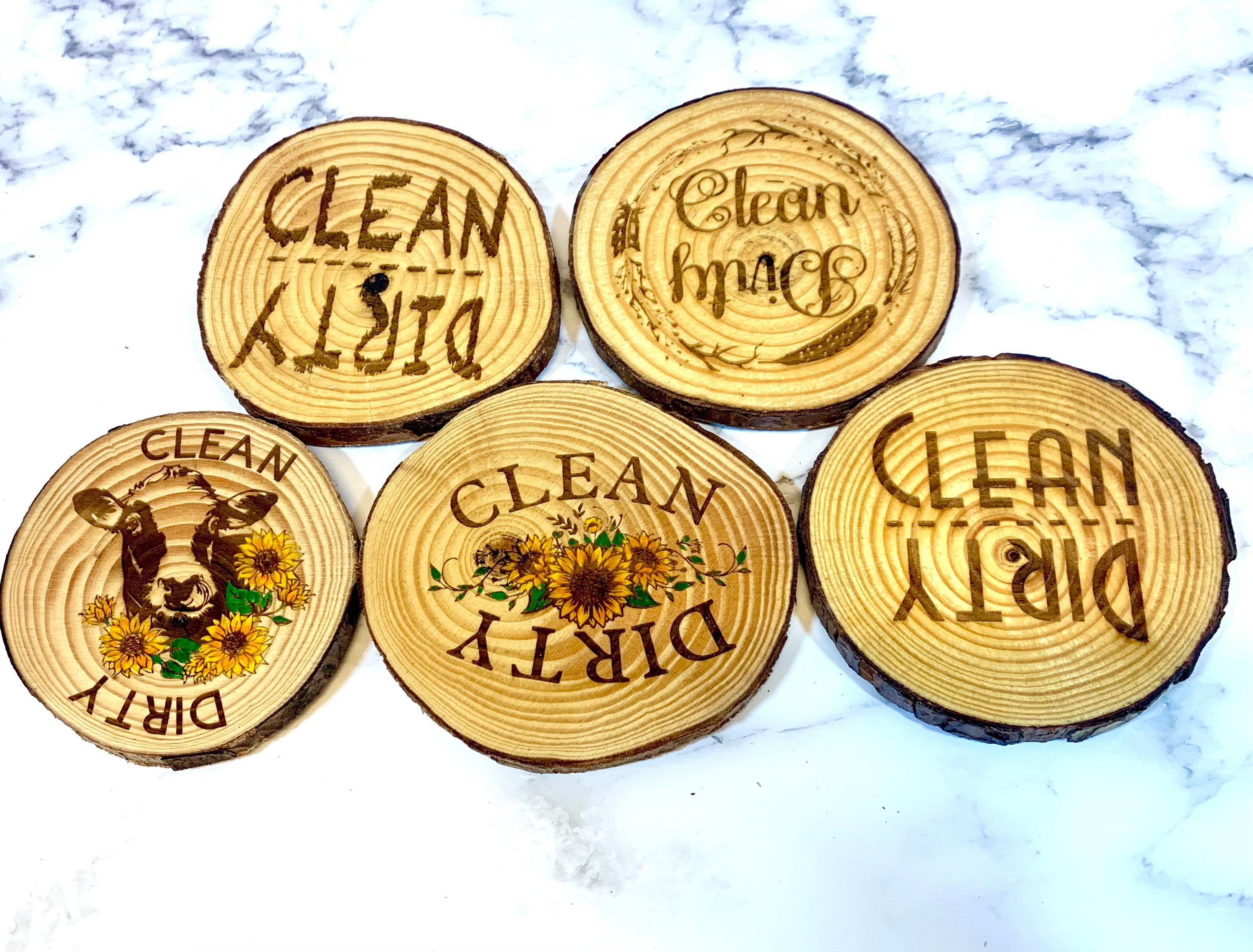 Wood Burned Dishwasher Magnet/Sunflower Kitchen/Handmade/Live Edge/Rustic Kitchen/Farmhouse Kitchen/Gifts/Cow Sunflower/Modern Kitchen