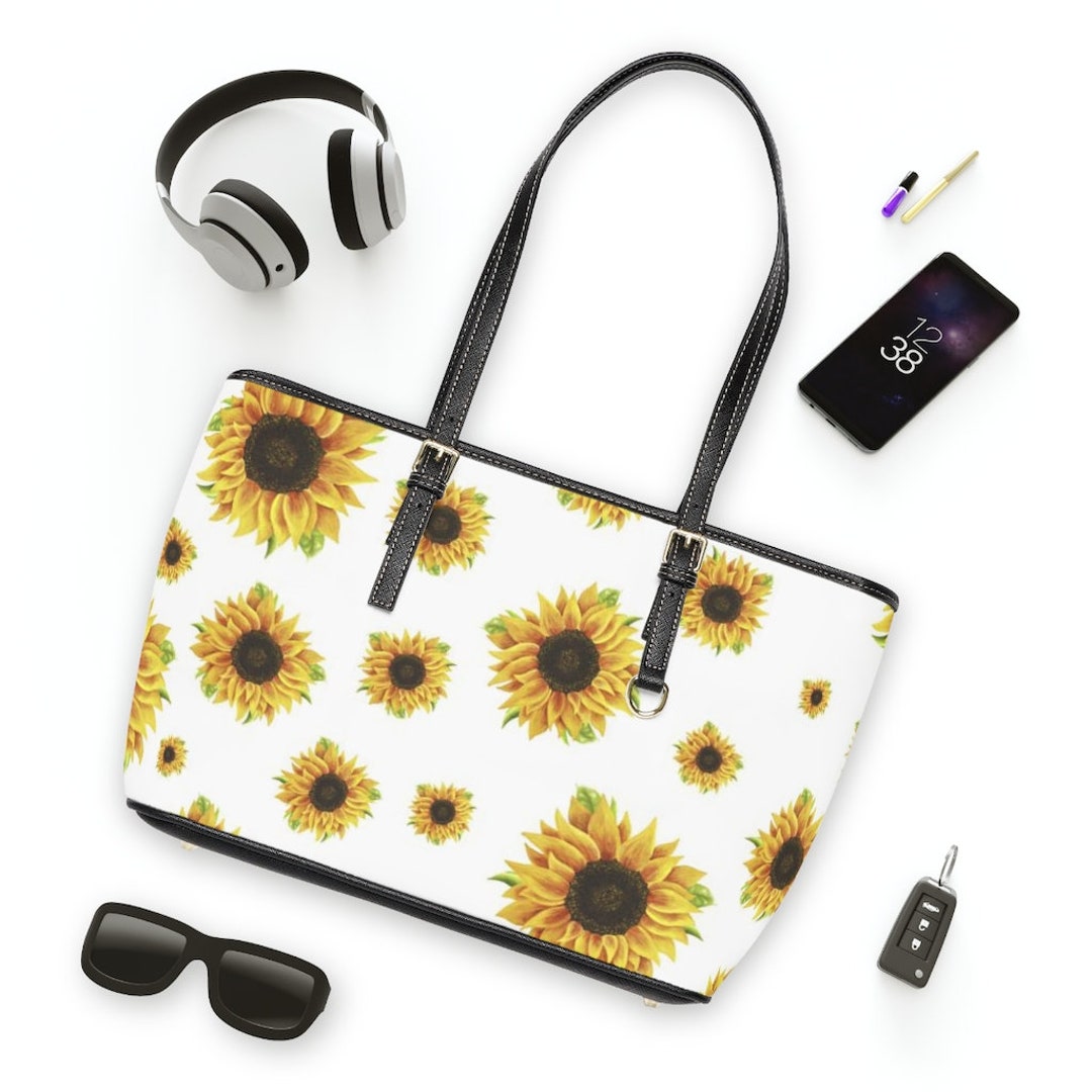Sunflower White Leather Shoulder Bag purse hand Bag travel gifts