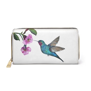 Hummingbird Flower Zipper Wallet/Bird/Summer/Purse/Hummingbird Gifts/Gifts For Her/Birthday/Christmas/Mothers Day