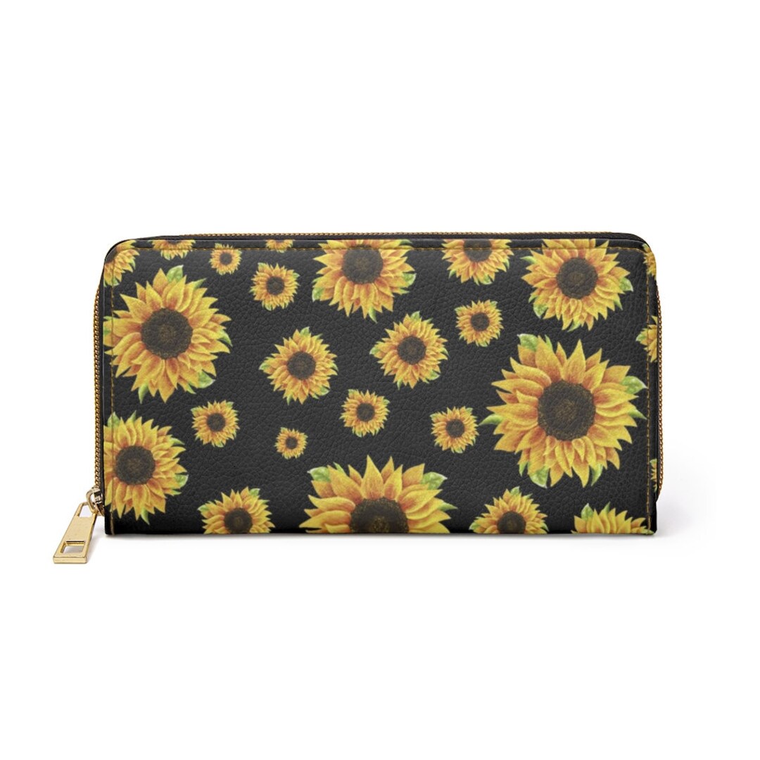 Black Sunflower Zipper Walletleather Shoulder Bag/purse/hand