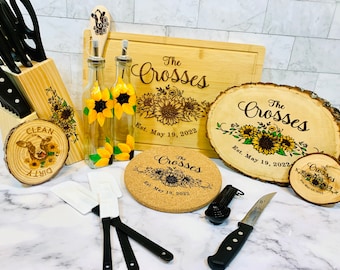 Sunflower Wedding Gift Set/ Birthday/ Anniversary/ Engagement Gift/ Kitchen Set