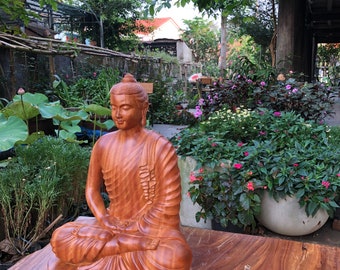 Estatua de Buda sentado de madera - estilo Kandahar