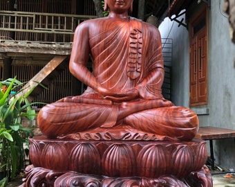 Hand Carved Wood Sitting Buddha Statue -Big Statue