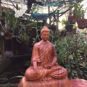 Hand Carved Wood Sitting Buddha  - 50cm height