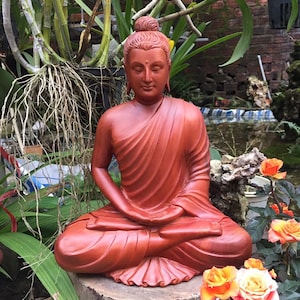 The Wooden Sitting Buddha statue - India Style