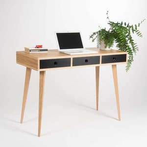 KUUB – Small modern desk, bureau, dressing table, oak wood, mid century modern, customized size and finish