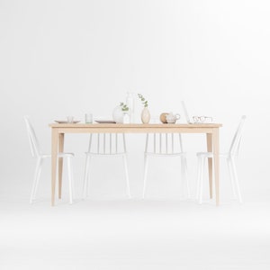 Farmhouse table, dining table, solid wood in white oak shade; Limited-Time Offer: Free & Fast Shipping