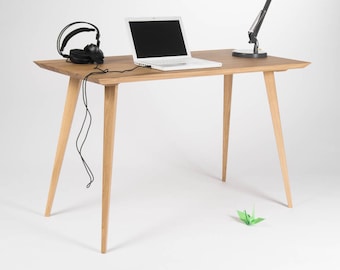 EDGE – Escritorio de madera, mesa de oficina, escritorio, moderno de mediados de siglo, madera maciza de roble