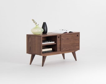 Media cabinet made of walnut wood, record player stand, TV stand, media console, midcentury modern