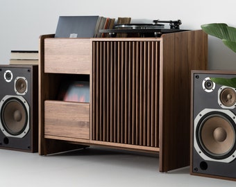 FUSE - Rangement pour disques : armoire en noyer pour platines vinyles