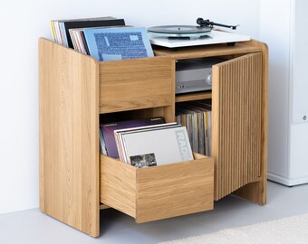 FUSE – record storage: crafted oak cabinet for turntables and vinyls; Limited-Time Offer Free & Fast Shipping