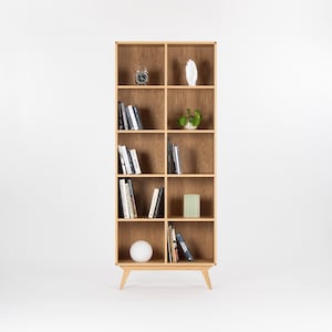 Bookcase, bookshelf, mid century modern, scandinavian, shelf unit made of oak wood image 2