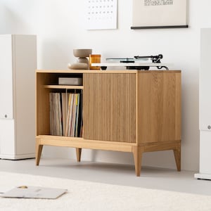 TONN 101 Record player stand, vinyl record storage made of solid oak wood Limited-Time Offer: Free & Fast Shipping image 3
