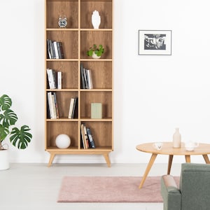 BOKK – Bookcase, bookshelf, mid century modern, scandinavian, shelf unit made of oak wood
