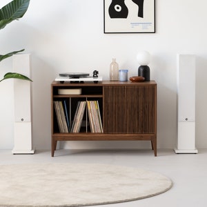 TONN 101 Walnut Wood Record Player Stand Vinyl Storage Limited-Time Offer: Free & Fast Shipping image 2