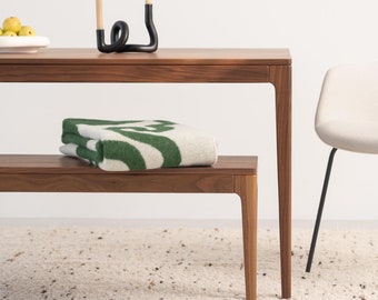 Solid American Walnut Dining Table and Bench Set – Mid-Century Modern Style