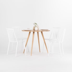 Round wooden table, kitchen table made of solid oak, scandinavian design