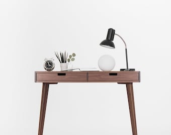 Coiffeuse en noyer, petit bureau, milieu du siècle moderne