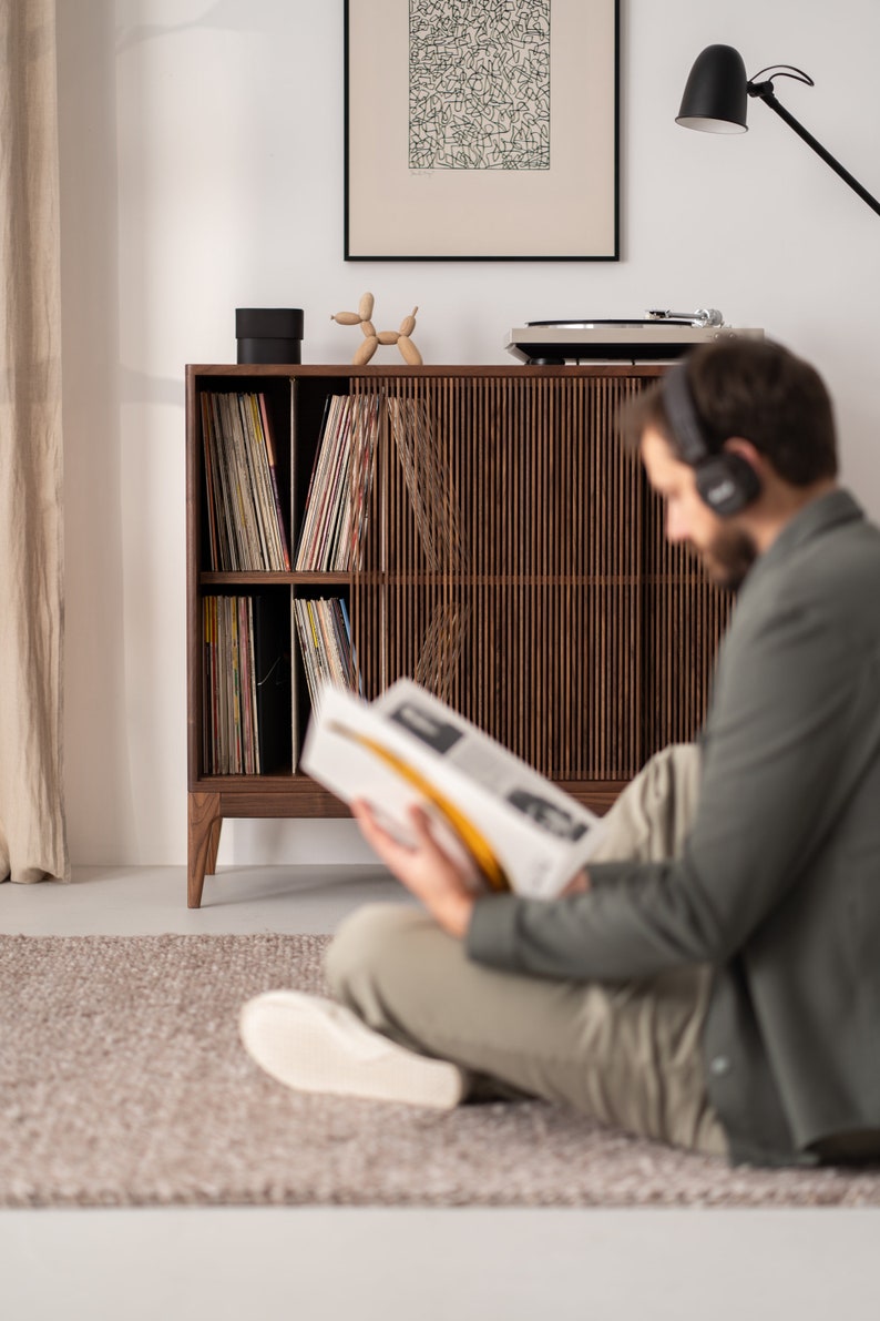 TONN HIGH 101 Record player stand, vinyl record storage made of solid American walnut wood Limited-Time Offer: Free & Fast Shipping image 7