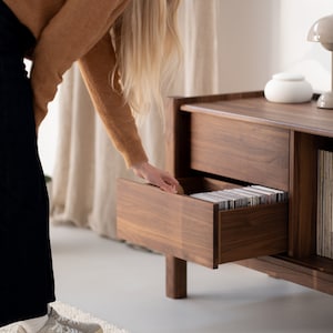 JAMM LOW 160 - Japandi TV stand - Walnut media console and sideboard for bedroom or living room image 7