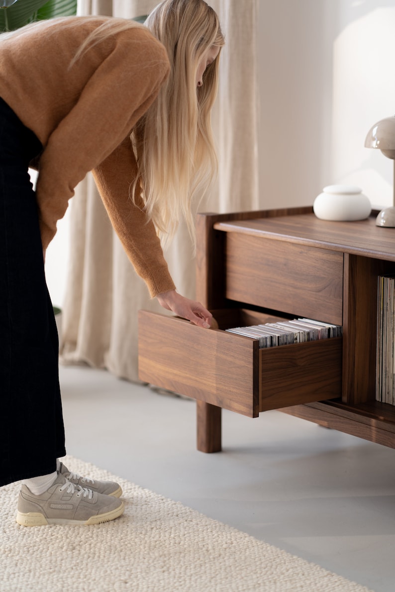 JAMM LOW 160 Record player stand, media console, TV stand, made of American walnut wood image 7