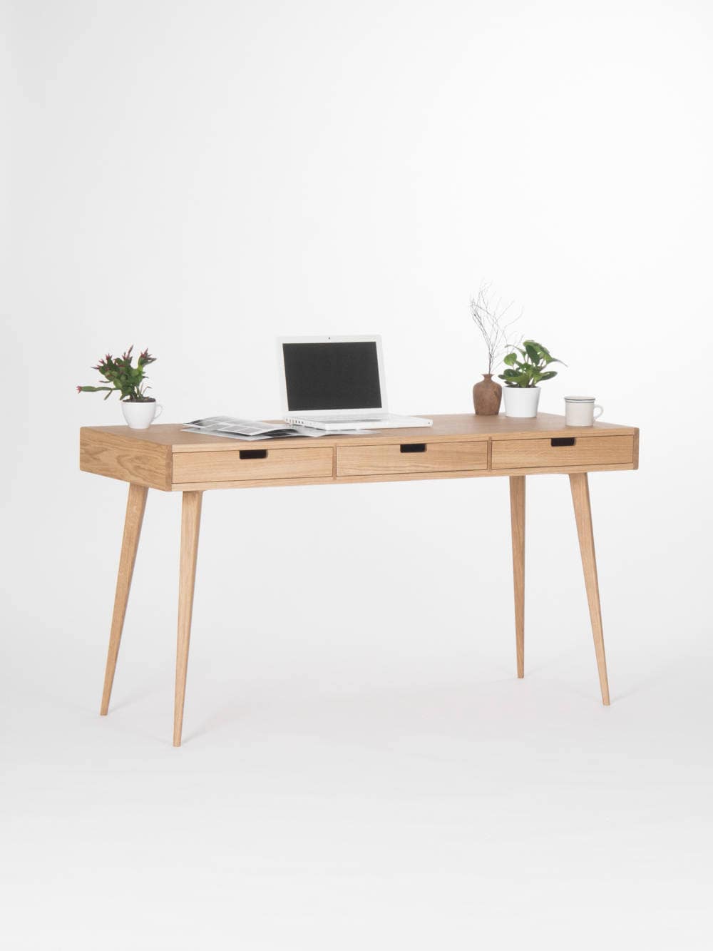 Bureau en Bois, Table de Bureau, Milieu Du Siècle Moderne, Chêne Massif