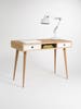 Desk for home, dressing table, bureau, with white drawers, oak wood, scandinavian design, mid century modern