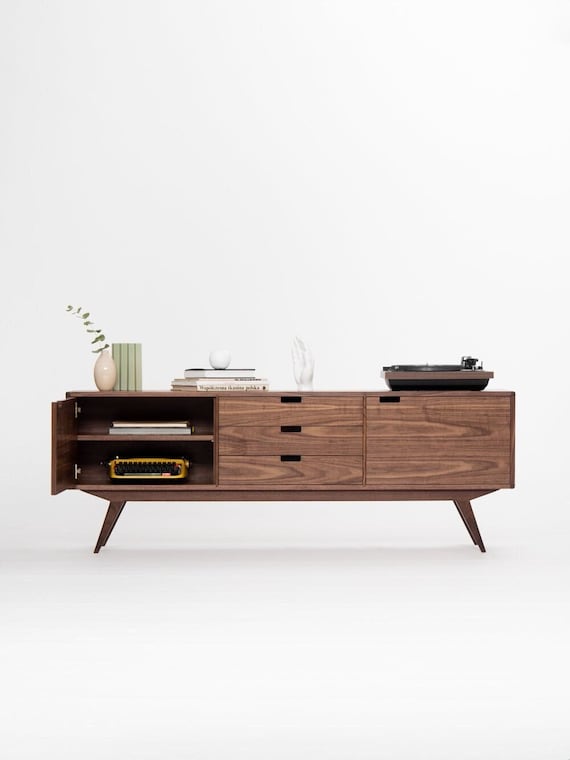 Black on sale walnut credenza