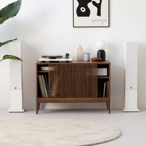 TONN 101 – Small TV cabinet with storage - Walnut sideboard and dresser, Ideal for media and TV Setup