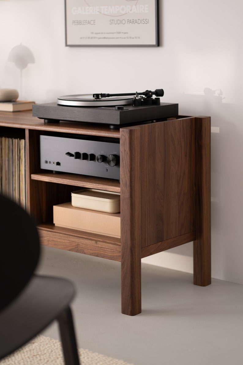 JAMM LOW 160 Record player stand, media console, TV stand, made of American walnut wood image 8