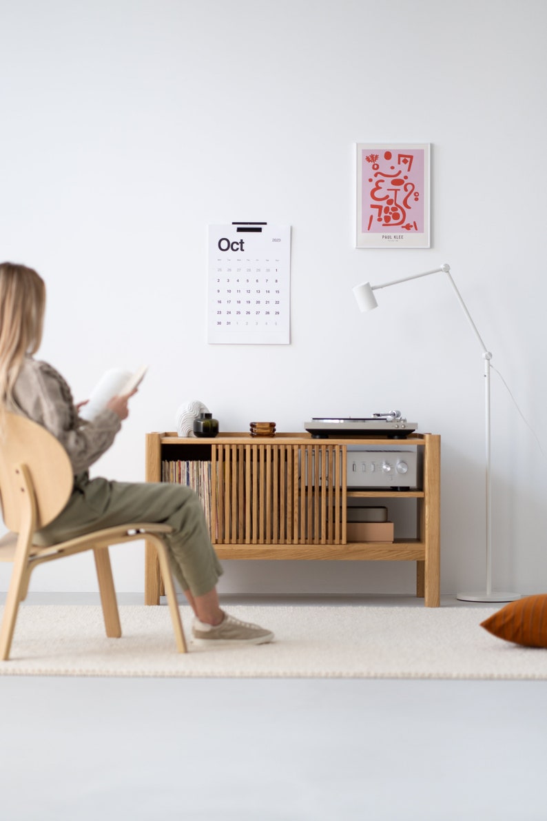 JAMM LOW 111 small record player stand, audio console made of European oak wood image 6