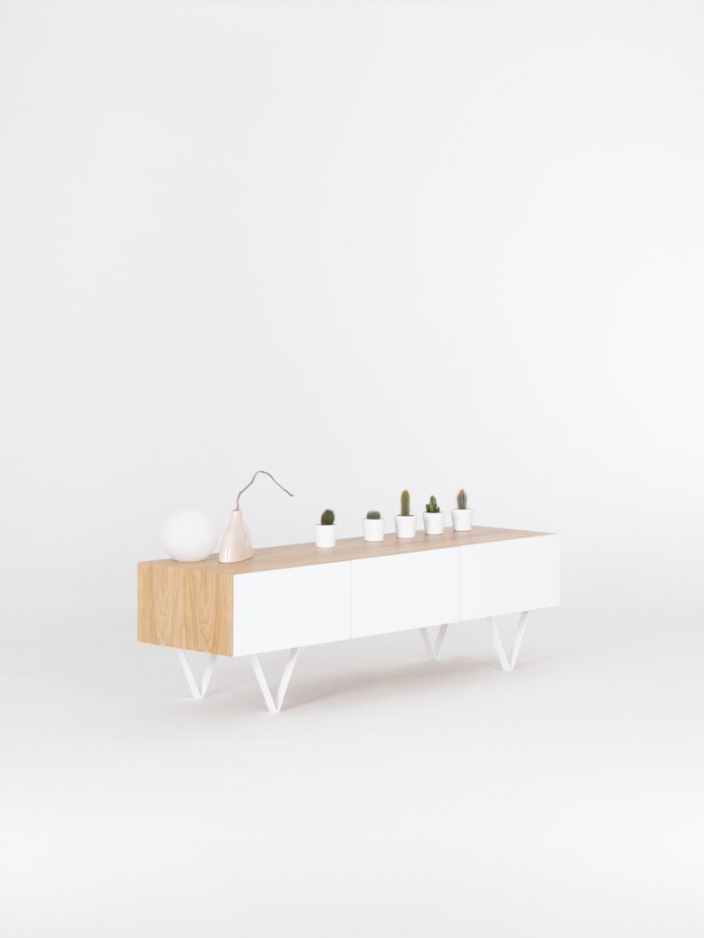 Sideboard White TV Stand Console Table Minimalist Mid Etsy